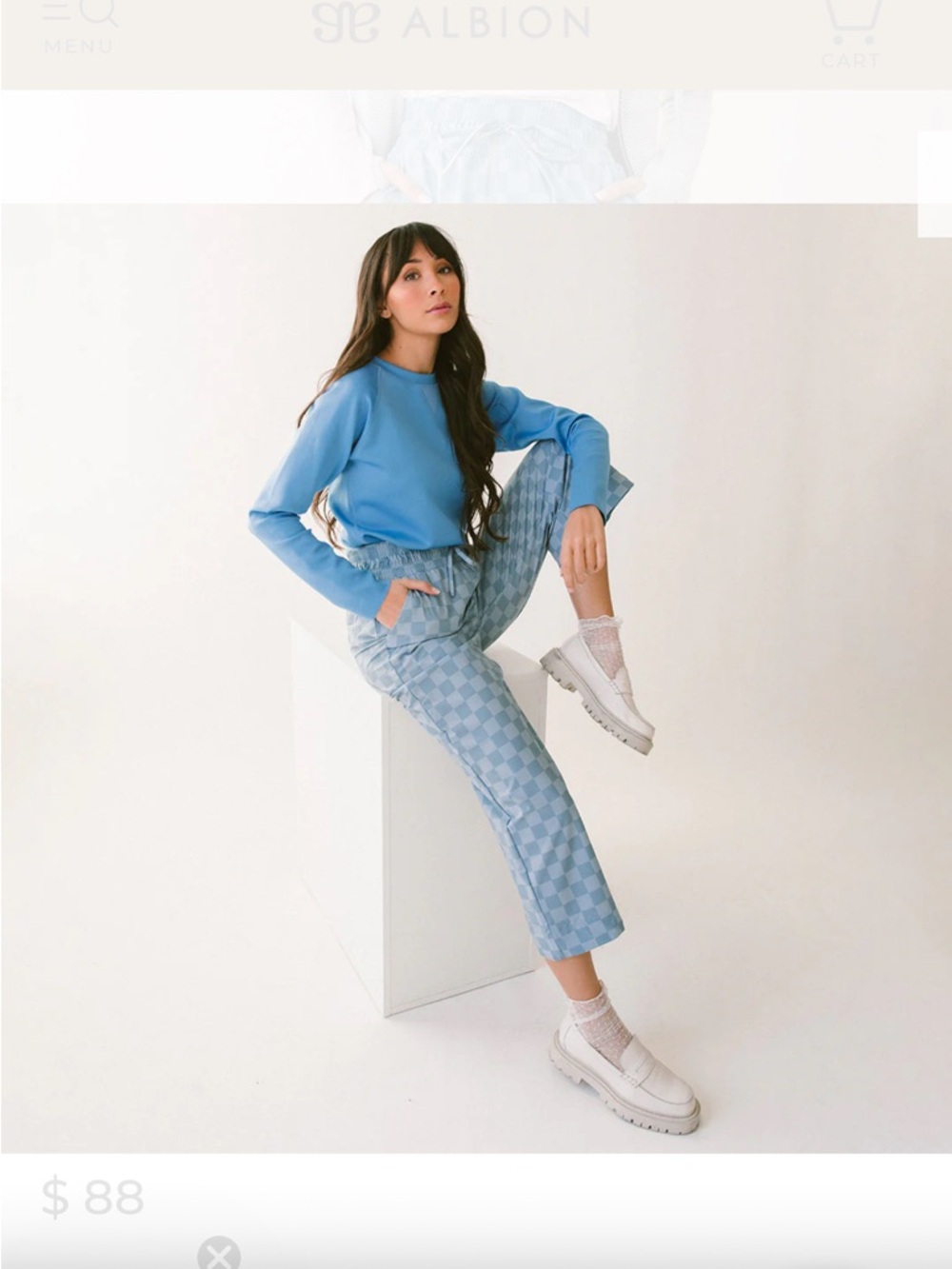 Light Blue Checker Crop Pants